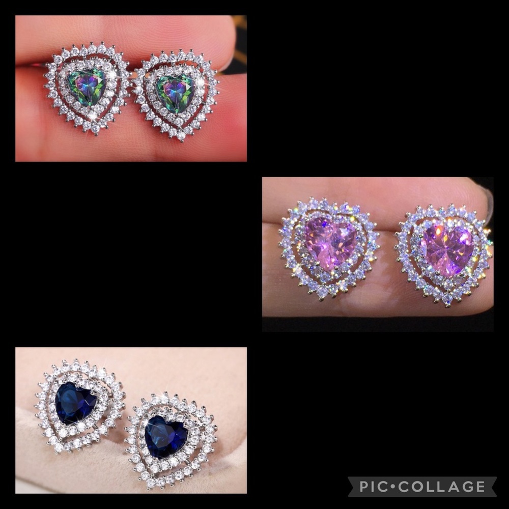 Gorgeous Rhinestone Heart Stud Earrings